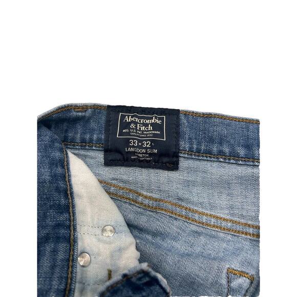 Abercrombie & Fitch Men's Langdon Skinny Blue Jeans Size 33 x 32 Stretch Denim - Picture 6 of 14